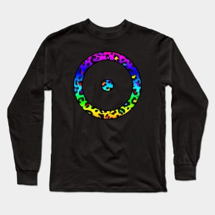 The Sun Planet Symbol in Dark Rainbow Leopard Print Long Sleeve T-Shirt